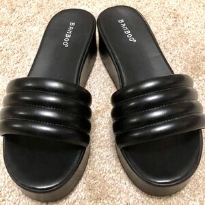 Black platform slide on shoes